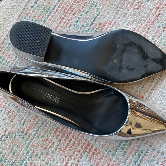 Silver Low Chunky Heels - Picture 4 of 7